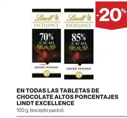 Supercor LINDT EXCELLENCE En todas las tabletas de chocolate altos porcentajes oferta