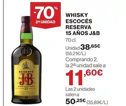 Supercor J&B Whisky escocés reserva 15 años oferta
