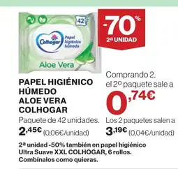 Supercor COLHOGAR Papel higiénico húmedo aloe vera oferta