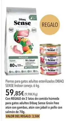 El Corte Inglés DIBAQ SENSE Pienso para gatos adultos esterilizados Indoor conejo oferta