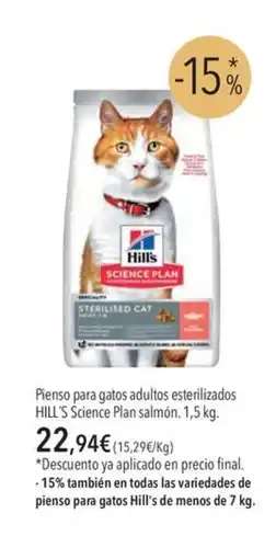 El Corte Inglés HILL'S Pienso para gatos adultos esterilizados Science Plan salmón oferta