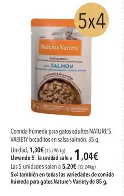 El Corte Inglés NATURE'S VARIETY Comida húmeda para gatos adultos bocaditos en salsa salmón oferta