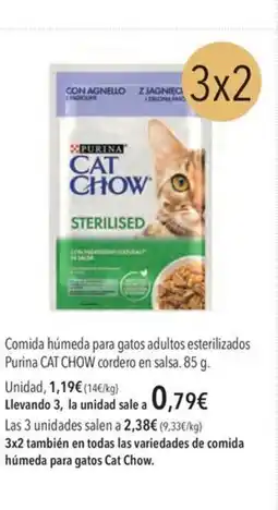 El Corte Inglés CAT CHOW Comida húmeda para gatos adultos esterilizados Purina cordero en salsa oferta