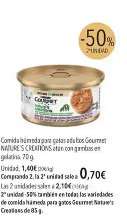 El Corte Inglés NATURE'S CREATIONS Comida húmeda para gatos adultos Gourmet atún con gambas en gelatina oferta