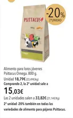 El Corte Inglés Alimento para loros jóvenes Psittacus Omega oferta