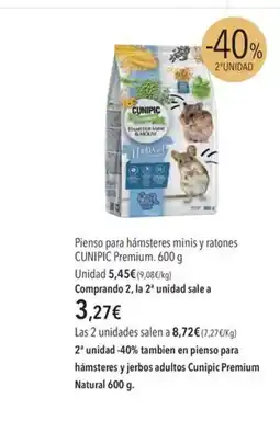 El Corte Inglés CUNIPIC Pienso para hamsteres minis y ratones oferta