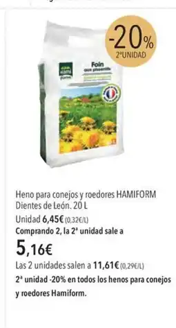 El Corte Inglés HAMIFORM Heno para conejos y roedores Dientes de León oferta
