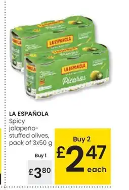 Eroski LA ESPAÑOLA Spicy jalapeño- stuffed olives oferta