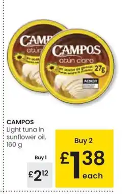 Eroski CAMPOS Light tuna in sunflower oil oferta