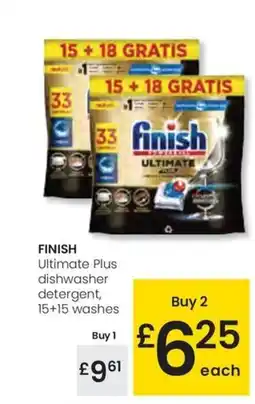 Eroski FINISH Ultimate Plus dishwasher detergent, 15+15 washes oferta