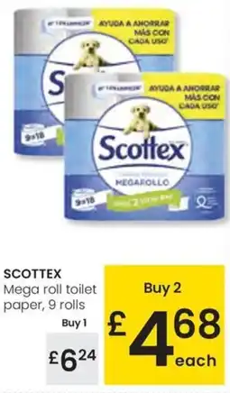 Eroski SCOTTEX Mega roll toilet paper, 9 rolls oferta