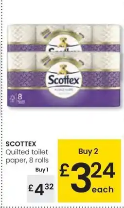 Eroski SCOTTEX Quilted toilet paper, 8 rolls oferta