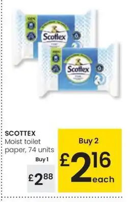 Eroski SCOTTEX Moist toilet paper, 74 units oferta