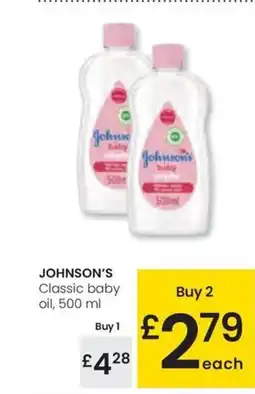 Eroski JOHNSON'S Classic baby oil oferta