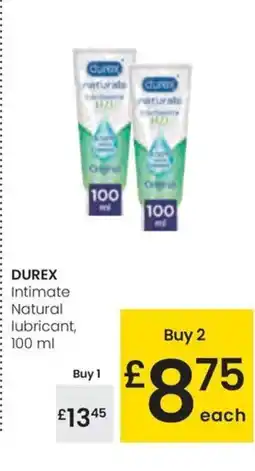 Eroski DUREX Intimate Natural lubricant oferta