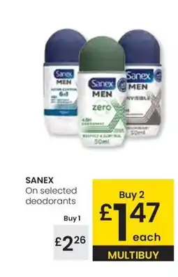 Eroski SANEX On selected deodorants oferta