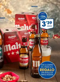 Supermercados Plaza MAHOU Cerveza rubia clásica oferta