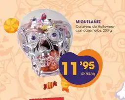 Supermercados Plaza MIGUELAÑEZ Calavera de Halloween con caramelos oferta
