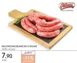 Supermercados Plaza Salchichas blancas o rojas oferta