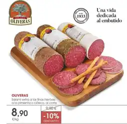 Supermercados Plaza OLIVERAS Salami extra a las finas hierbas, a la pimienta o clásico oferta