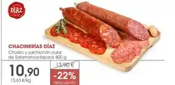 Supermercados Plaza CHACINERÍAS DÍAZ Chorizo y salchichón cular de Salamanca bipack oferta
