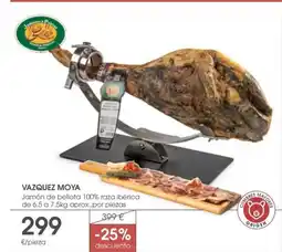 Supermercados Plaza VAZQUEZ MOYA Jamón de bellota 100% raza ibérica oferta