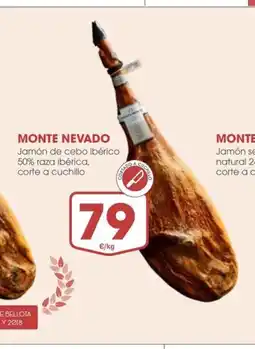 Supermercados Plaza MONTE NEVADO Jamón de cebo ibérico 50% raza ibérica oferta