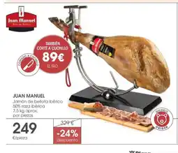 Supermercados Plaza JUAN MANUEL Jamón de bellota ibérico 50% raza ibérica oferta