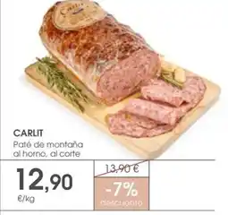Supermercados Plaza CARLIT Paté de montaña al horno, al corte oferta