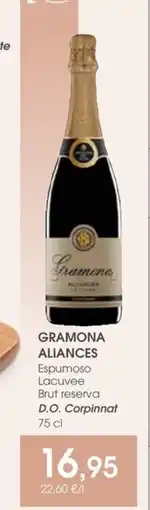 Supermercados Plaza GRAMONA ALIANCES Espumoso Lacuvee Brut reserva D.O. Corpinnat oferta