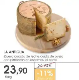 Supermercados Plaza LA ANTIGUA Queso curado de leche cruda de oveja con pimentón en escamas, al corte oferta