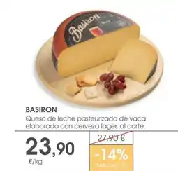 Supermercados Plaza BASIRON Queso de leche pasteurizada de vaca elaborado con cerveza lager, al corte oferta