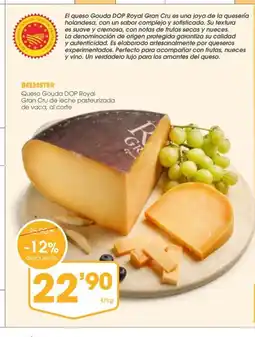 Supermercados Plaza BEEMSTER Queso Gouda DOP Royal Gran Cru de leche pasteurizada de vaca, al corte oferta