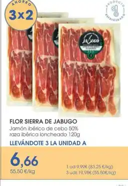Supermercados Plaza FLOR SIERRA DE JABUGO Jamón ibérico de cebo 50% raza ibérica loncheado oferta