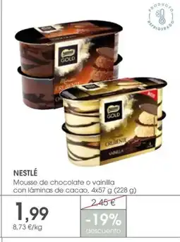 Supermercados Plaza NESTLÉ Mousse de chocolate o vainilla con láminas de cacao oferta