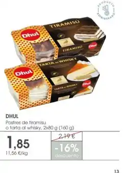 Supermercados Plaza DHUL Postres de tiramisu o tarta al whisky oferta
