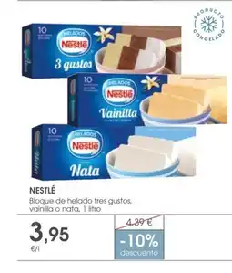 Supermercados Plaza NESTLÉ Bloque de helado tres gustos, vainilla o nata oferta