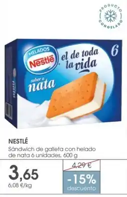 Supermercados Plaza NESTLÉ Sándwich de galleta con helado de nata 6 unidades oferta