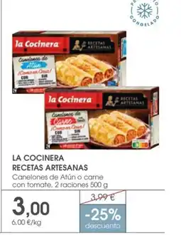 Supermercados Plaza LA COCINERA RECETAS ARTESANAS Canelones de Atún o carne con tomate, 2 raciones oferta