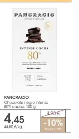 Supermercados Plaza PANCRACIO Chocolate negro intenso 80% cacao oferta