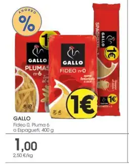 Supermercados Plaza GALLO Fideo 0, Pluma 6 o Espagueti oferta