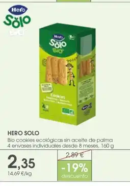 Supermercados Plaza HERO SOLO Bio cookies ecológicas sin aceite de palma 4 envases individuales desde 8 meses oferta