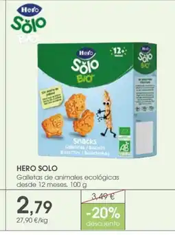 Supermercados Plaza HERO SOLO Galletas de animales ecológicas desde 12 meses oferta