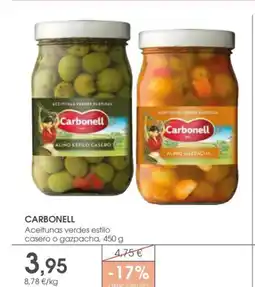 Supermercados Plaza CARBONELL Aceitunas verdes estilo casero o gazpacha oferta