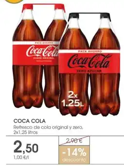 Supermercados Plaza COCA COLA Refresco de cola original y zero oferta