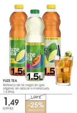 Supermercados Plaza FUZE TEA Refresco de té negro sin gas original, sin azúcar o maracuyá oferta