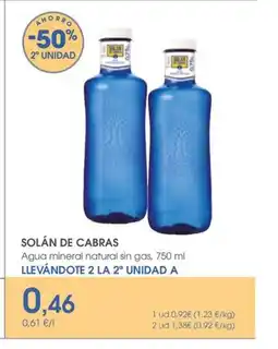Supermercados Plaza SOLÁN DE CABRAS Agua mineral natural sin gas oferta