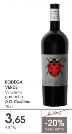Supermercados Plaza BODEGA VERDE Vino tinto garnacha D.O. Cariñena oferta