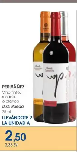 Supermercados Plaza PERIBÁÑEZ Vino tinto, rosado o blanco D.O. Rueda oferta