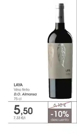 Supermercados Plaza LAYA Vino tinto D.O. Almansa oferta